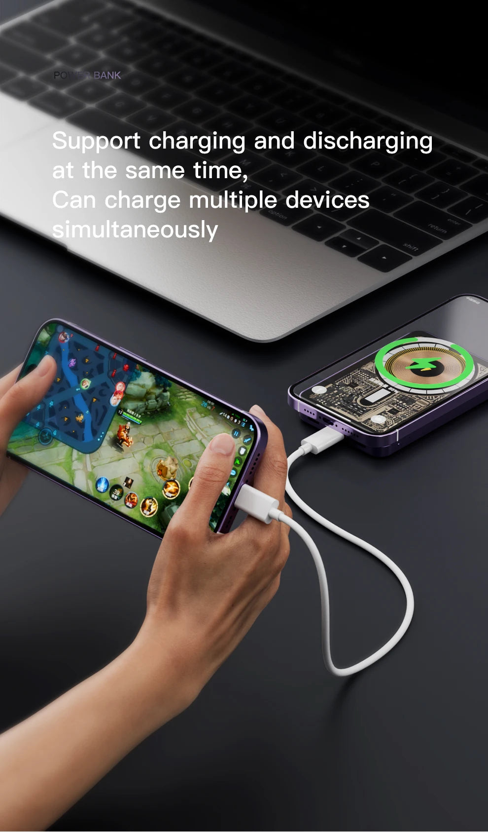 2024 New High quality aluminum alloy Power Banks Backup Battery Macsafe Powerbank Magnetic Wireless Phone Charger