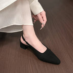 Women's summer sandals, fashionable suede design, sexy pointed-toe women's formal shoes, comfortable square-heeled women's shoes