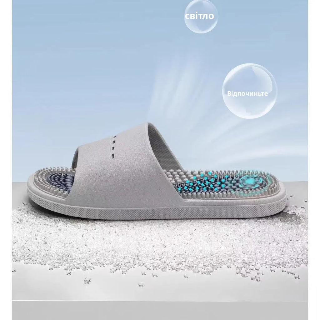 Men's Massage Slippers Anti-Slip Indoor Home Batoom Bathing Sandals Simple Sle PVC Material Comfortable Summer Slippers