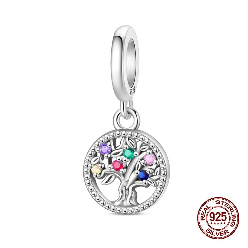 100% 925 Sterling Silver Sacred Angel Colorful Wings Life Tree Charms Beads Fit Original Bracelets DIY Jewelry For Woman Gifts