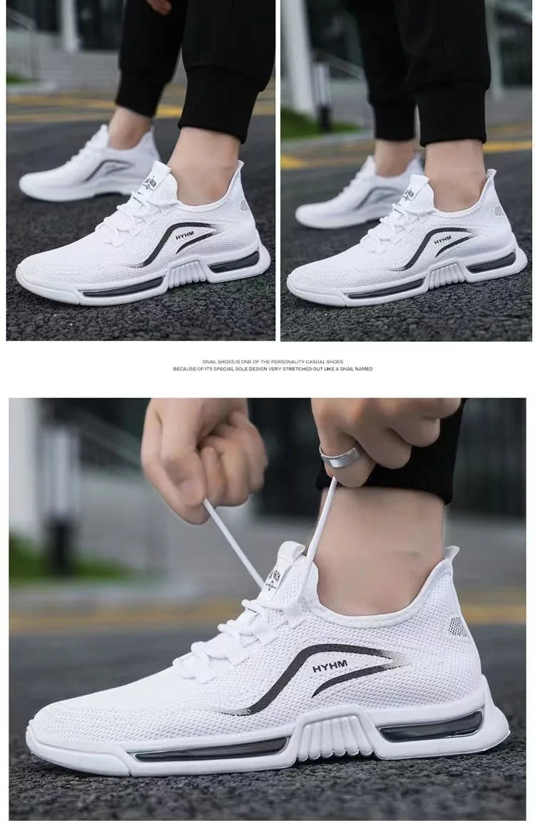 Men's sports shoes 2025 summer new sports trendy shoes anti slip casual running shoes breathable and comfortable white shoes
