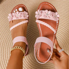 Women Sandals Fashion Flower Wedge Sandals Summer Casual Solid Color Sandals Breathable Beach Shoes Women Sandalias De Mujer