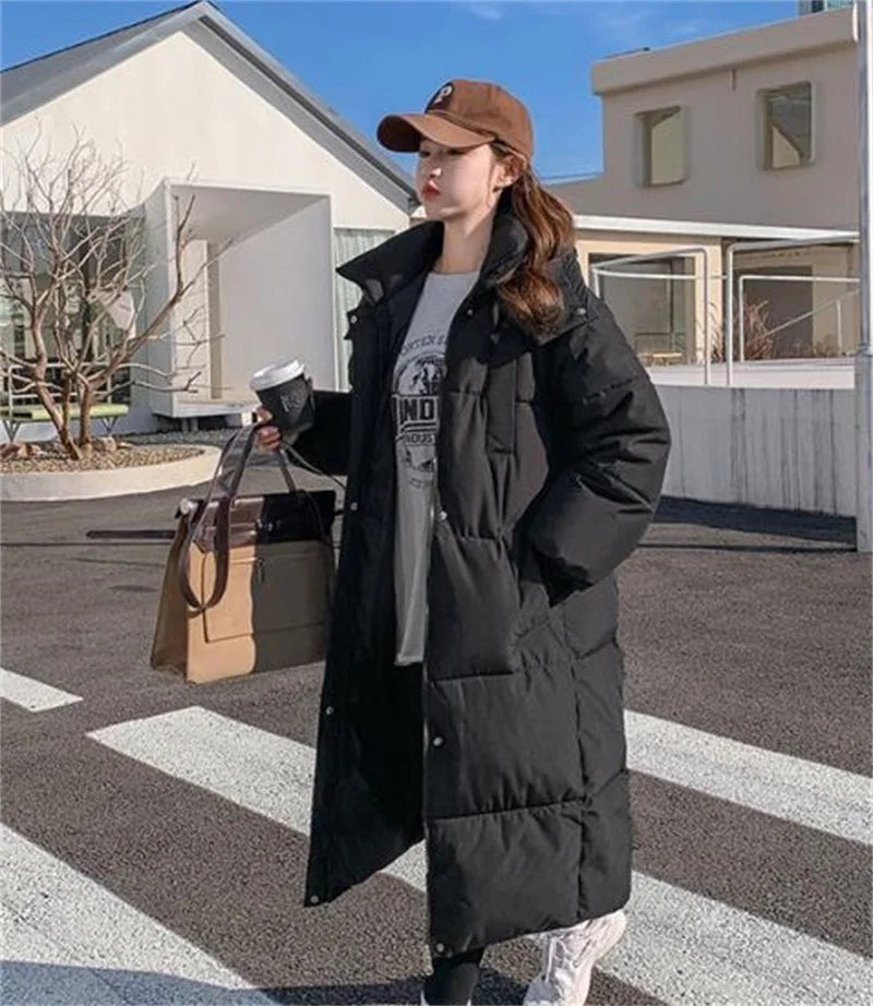 2024 New Winter Autumn Women Jacket White Duck Down Hoodies Puffer Jackets Long Coats Warm Windproof Black White Coats Outwear