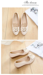 Flats Shoes Woman Foable Ballets Metal Buckle Bow Flats Lady Fall Shoes Girl Ballerina Dress Moccasin Rhinestone scintillation