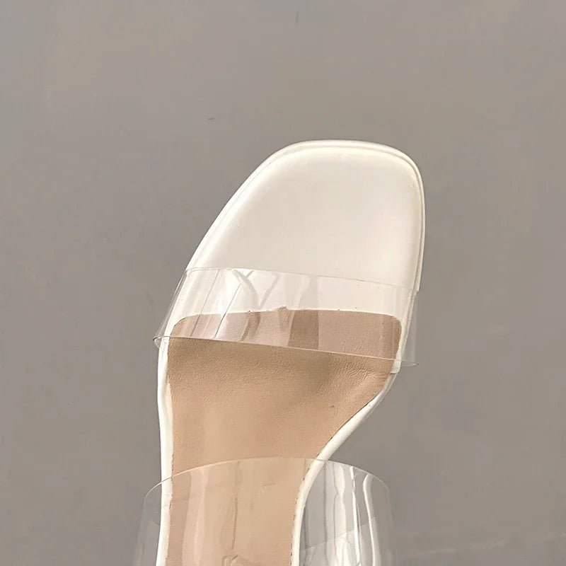 Women's Summer High Heels Sandals Sexy Fashion Open-toe Women Platform Mules Slippers Luxury Causal Elegant Ladies Clear Sandals