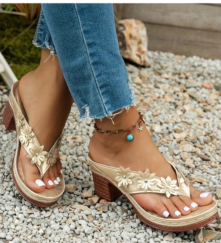Women's Sandals 2025 Summer Shoes Woman High Heels Sandals New Flip Flops Women Heeled Sandals Summer Footwear Outdoor Slippers