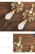 Earrings for Women Trendy Gold Color Drop Earrings Enamel Flower Hanging Earrings Chinese Style Jewelry Girl Party Gift Earrings
