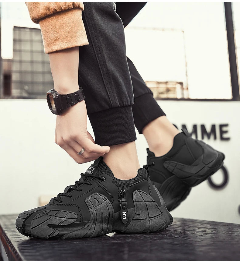 Men's Shoes 2025 Spring New Large-size Outdoor Casual Sneakers Men Thick-soled Trendy Shoes Shock-absorbing Anti-slip