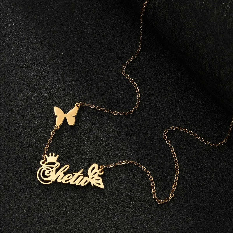 Nextvance Personalized Name Necklace Butterfly Stainless Steel Customized Pendant Chain Lover For Women Creative Gift Jewelry