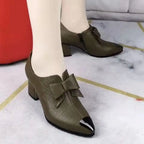 Platform Heels Women 2024 Spring Autumn New Women's Pumps Comfortable Chunky Heel Office Shoes High Quality Ladies Leather Shoes