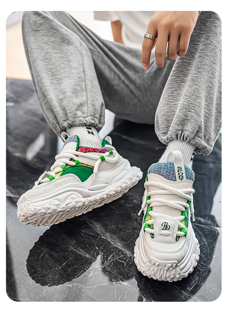 Men's Shoes 2025 Thick Sole Height Increasing New Breathable Trend Fashionable and Versatile Casual Sports Comfortable Trend