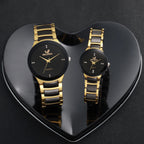 1/2PCS Fashion Couple's Watches Luxury Women Quartz Watch Men Business Watches Black Steel Band Male Analog Quartz Watch