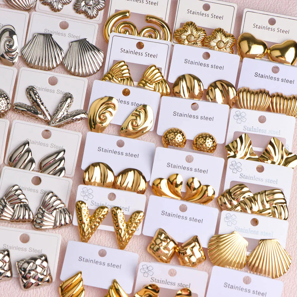 10Pairs/Lot Fashionable Women's Stainless Steel Earrings, Daily Jewelry Accessories Gifted To Friends, Randomly Shipped