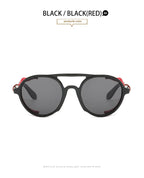 2022 Steampunk Googles Men Retro Punk Round Sunglasses Brand Design Double-bridge Windshield Hiking Driving Shades Eyewear UV400