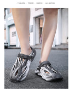 Men's Slippers New 2025 Platform Sandals for Men Anti-slip Mens Shoes Man Wearing Outside Summer Hollow Breathable Flat Pvc