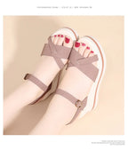 Women's Sandals Mix Color Wedges Heels Sandals Summer 2025 Shoes Woman Heeled Sandals Platform Summer Shoes Women Block Footwear