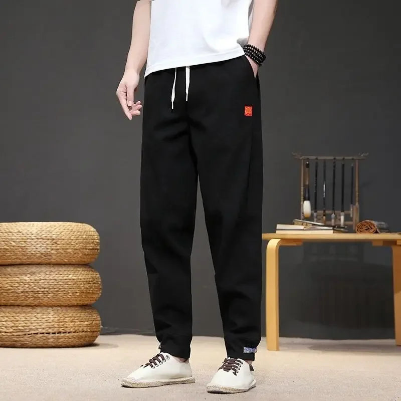 Trousers Skinny Autumn And Winter Plain Male Sports Pants Slim Cropped Men's Sweatpants Tights Aesthetic Hot Aesthetic Hot Loose