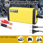 12V 2A Car Battery Charger 220V Power Puls Repair Charger Wet Dry Lead Acid Battery LED Display Moto Truck Battery Charger