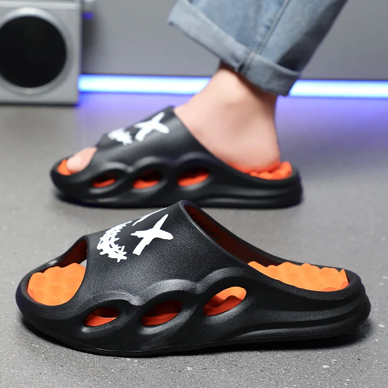 Men Fashion Massage Slippers Indoor/Outdoor Sandals Beach Flip Flop Thick Sole Male Slides Summer Non-Slip Men Shower Slippers