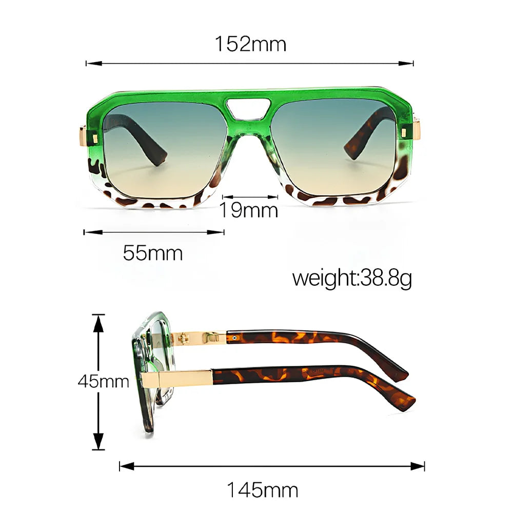 Sunglasses Men Art Geometry Double Frame Glasses Double Beam Glasses Square Frame Modern Minimalist Commuting Items