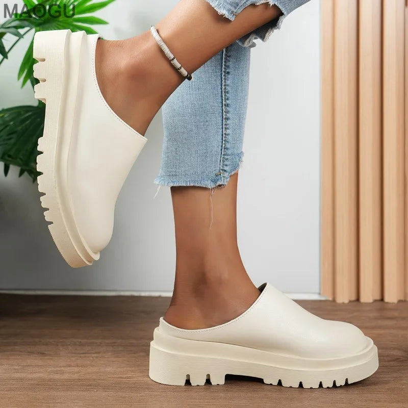 Platform Women Slippers Fashion Casual Autumn Mules Shoes 2025 New Trends Classical Sandals Elegant Walking Zapatillas De Mujer