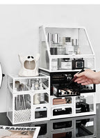 Transparent Cosmetic Storage Box Desktop High-End Dustproof Cover Carents eup Skincare Lipsti Organizer Box