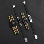 Couple wrist watch set, men's and women's quartz watch with steel strip, couple's watch set
