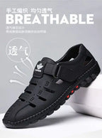 Men Sandals Leather 2024 Summer Breathable Casual Shoes for Man Slip on Clogs Outdoor Walking Shoes Non Slip Hand Made Sandalias