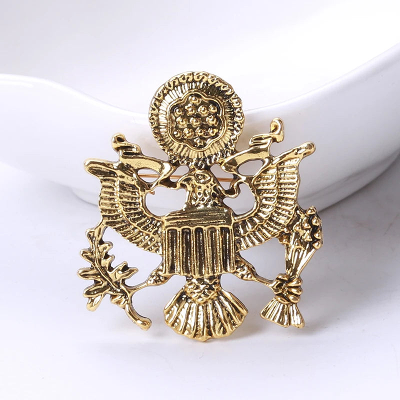 Beaut&Berry Retro Men's Double Headed Eagle Brooch Alloy Animal Pin Fashion Accessory Men's Jewelry Accessories Gift