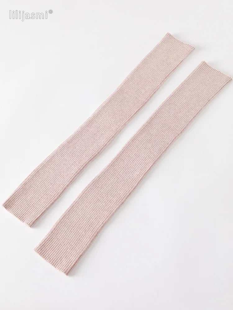 Autumn Winter 40 50 60CM Women's Wool Arm Warmers Knitted Woolen Arm Sleeve Solid Fine Long Knitted Fingerless Gloves Wholesale