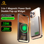 3 In 1 Magnetic Power Bank battery QI 15W Wireless Fast Charing With Intelligent  LCD Screen for iPhone 12-17 Pro Watch Airpods