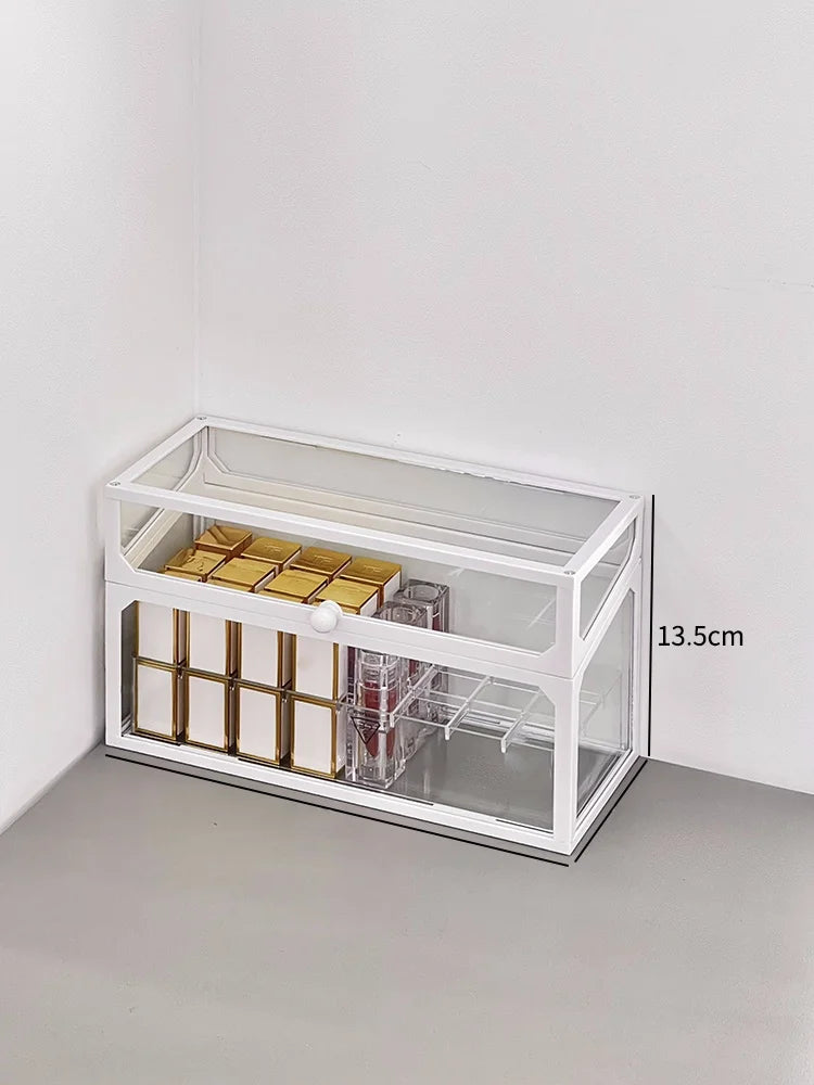 Transparent Cosmetic Storage Box Desktop High-End Dustproof Cover Carents eup Skincare Lipsti Organizer Box