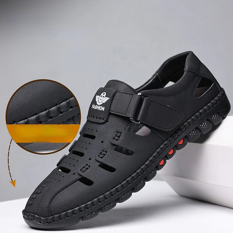 Men's Summer Sandals Comfortable Outdoor Breathable Casual Shoes 2023 Summer Beach Shoes Flat Business Genuine Leather Sandals