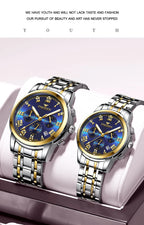 BINBOND 2pcs/Set Couple Watches Fashion Casual Men Ladies for Quartz Watch Lover Waterproof Stainless Steel Watch Valentine Gift