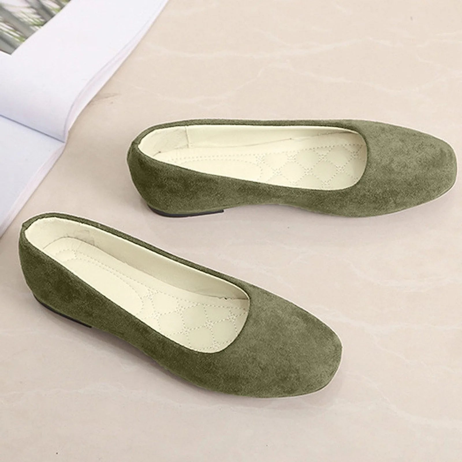 Woman Flats Casual Round Toe Cute Flats Flock Mocasines Ballerina Church Flats Female Suede Elegant Soft Sole Mom Shoes
