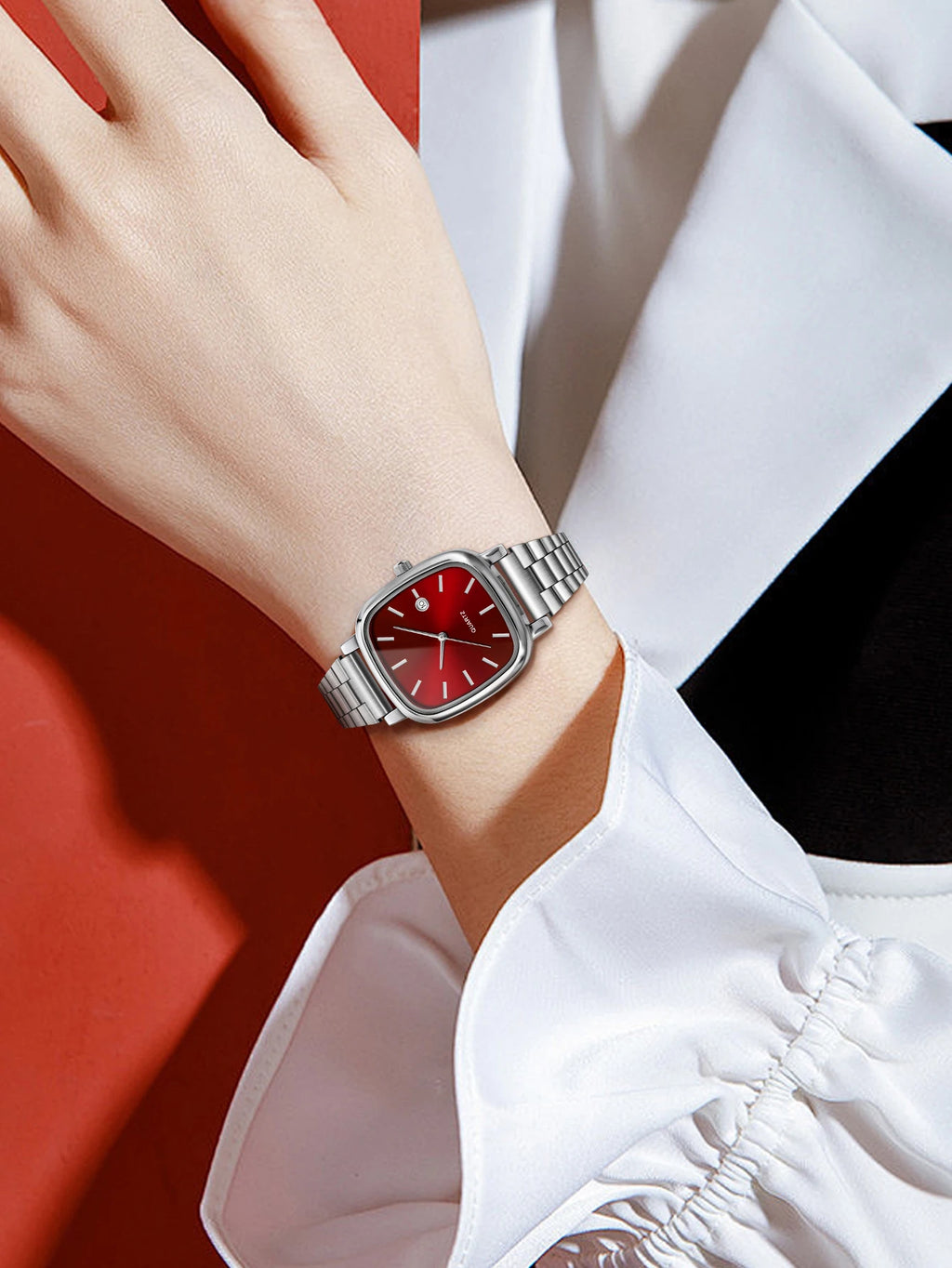 Couple watches for men and women; quartz watches with stainless steel bands and calendar; Christmas gift.