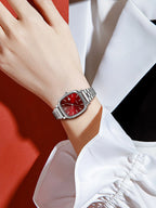 Couple watches for men and women; quartz watches with stainless steel bands and calendar; Christmas gift.