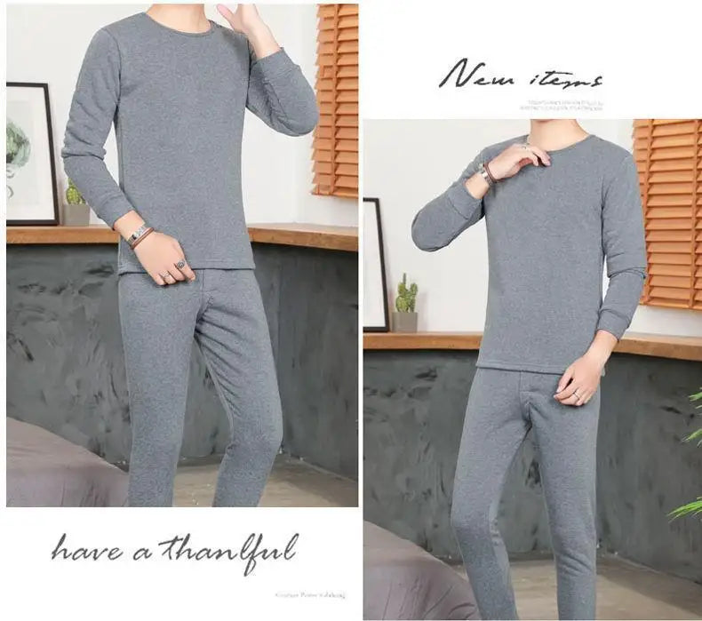 Men's round Ne Thiened Warm Underwear Set Youth Autumn Winter Thermal Clothing Long Sve Pants Home Clothes Innerwear