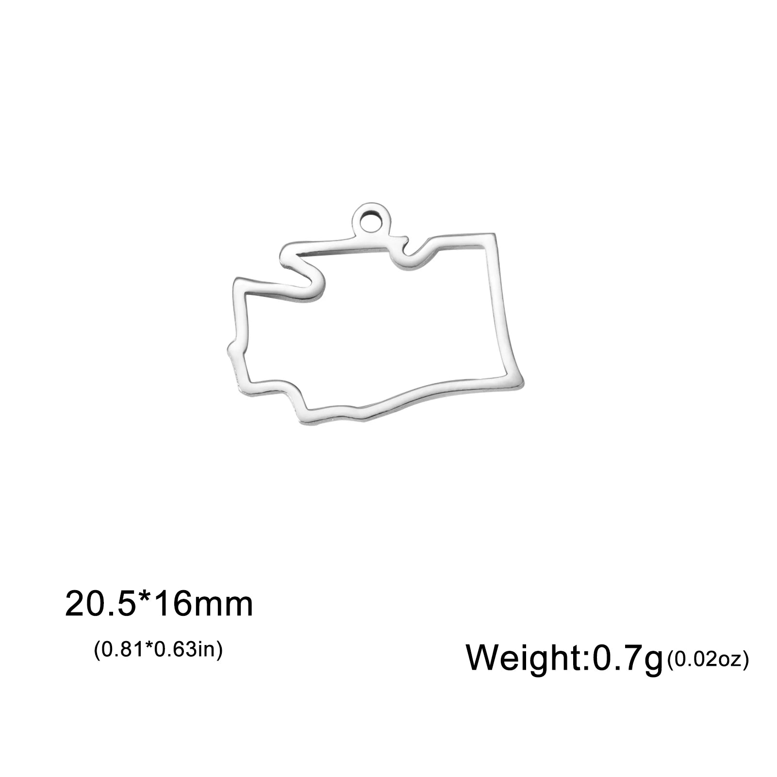 EUEAVAN 10pcs United States New York Washington State Map Pendant for Necklace Stainless Steel Charm DIY Jewelry Making Supplies