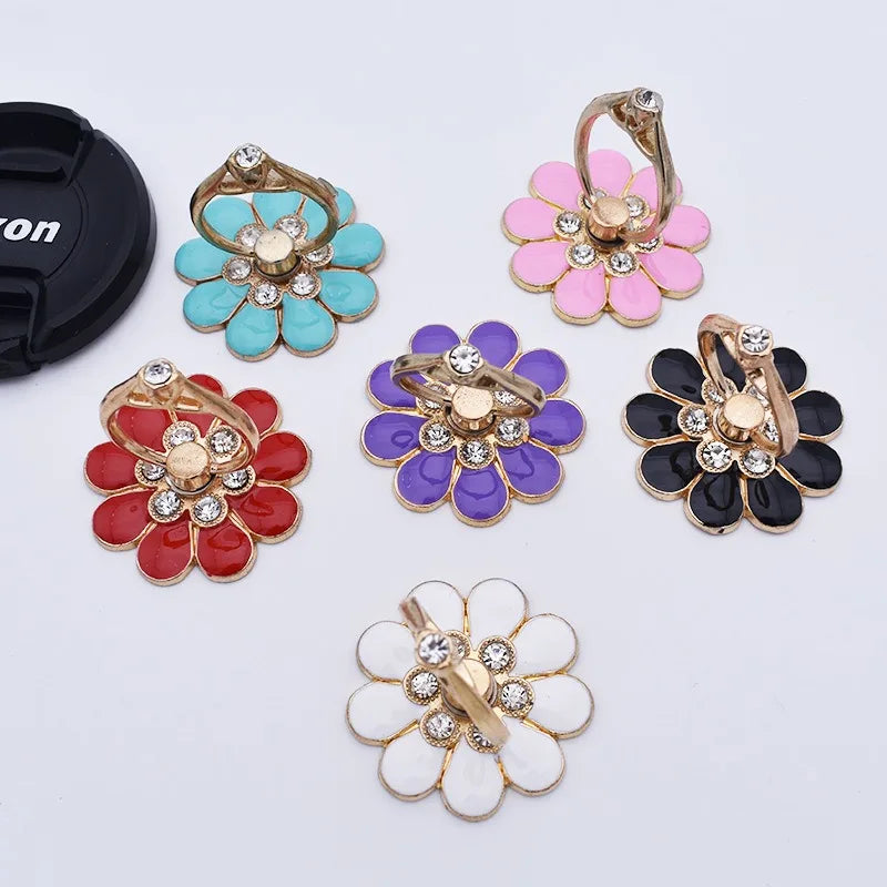 Mobile Phone Case Accessories Alloy Flower Phone Holder Creative Metal Ring Buckle Mobile Phone Decoration DIY Back Sticker
