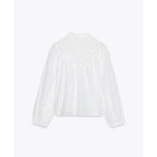 Women's 2025 new fashion casual versatile hollow embroidery shirt retro long sleeved button up women's shirt chic top