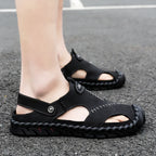 2023 Sandals Summer Men Leather  Classic Men Shoes Slippers Soft Sandals Men Roman Comfortable Outdoor Walking Footwear