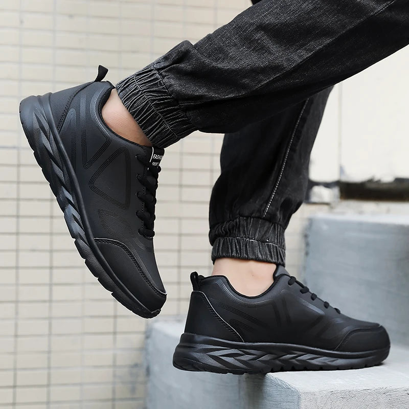 Men's Shoes Summer Men Sneakers Comfortable Classic Casual Flat Shoes Outdoor Walking Sport Black Shoe Man PU Leather Masculino