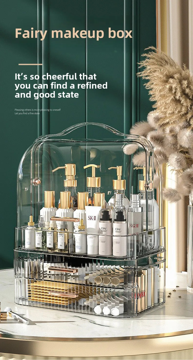 Cosmetics storage box Desktop dust drawer type large-capacity finishing box Multifunctional skin care product storage box