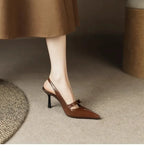 Women's Sandals 2025 Fashion Elegant Sexy Ladies Shoes Buckle Strap High Heels New Office and Career Retro Closed Toe Sandals