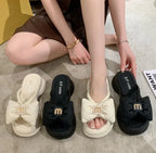 Women Slippers 2025 Summer Casual Shoes Versatile Thick Sole Women flip flop Outwear Bow Beach Slippers Sexy Slides tongs femme