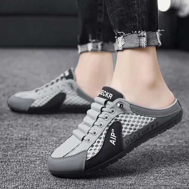 Men's Casual Slippers  Summer Comfortable Anti Slip Mesh Breathable Men's Sports Shoes Lightweight Soft Soled Half Slippers