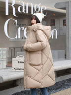 Vielleicht 2024 Snow Wear New Solid Winter Coat for Women Down Jacket Warm Casual Loose Hooded Winter Women Jacket Long Parkas