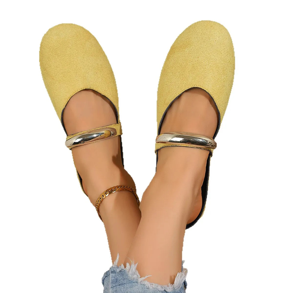 Women Slippers Flats Round Toe Mules Sandals Woman Casual Shoes 2025 Trend Summer Dress Slippers Suede Comfort Slides Women