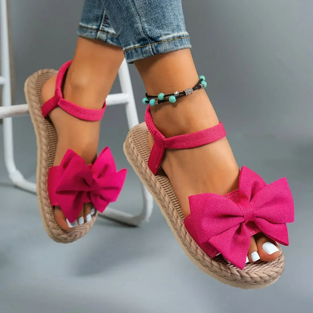 Women Sandals 2025 New Summer Lightweight Sandals Fashion Beach Casual Slippers Outdoor Bow Tie Flat Shoes Home platform sandals